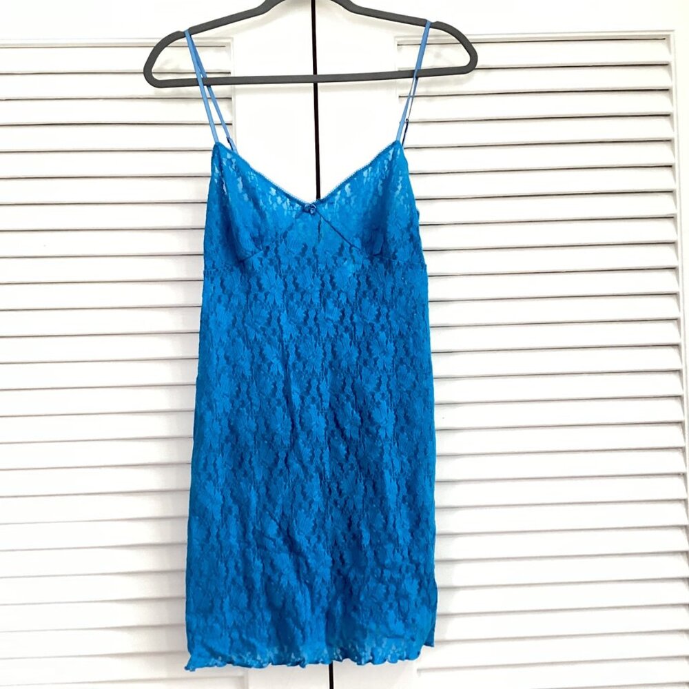 August Moon Intimates Lace Slip Dress Babydoll blue Size M Y2K fairy - Picture 4 of 15